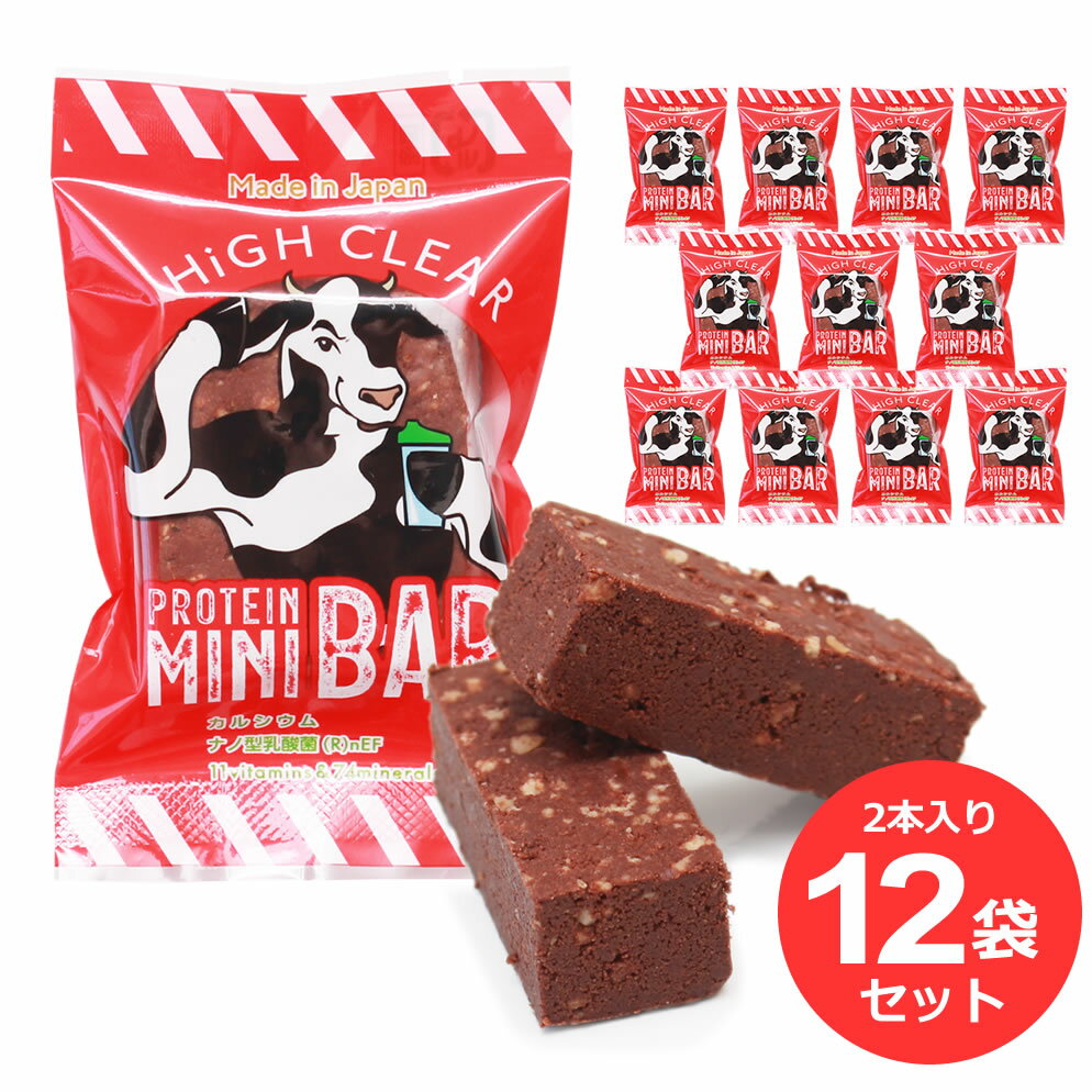 プロテインバー 【チョコ味】 2本入り(32g)×12個 ベイクドチョコ ハイクリアー ソイ ホエイ ガゼイン プロテイン ビタミン 乳酸菌 低糖質 手作り mini BAR バレンタイン