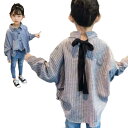 キッズ ロングブラウス チェック柄 長袖 春秋 ゆったり オシャレブラウス ロングブラウス ロングシャツ アウトー リボン コットン 送料無料 シンプル カジュアル オシャレ 子供服 女の子シャツ おでかけ インナーシャツ