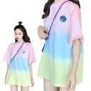 染め調 ロングブラウス レディース ブラウス シャツ トップス Tシャツ ゆったり 韓国 半袖 丸襟 夏 おしゃれ ミディアム丈 トレーナー パーカー 女性 可愛い カジュアル 普段着 送料無料 シンプル おでかけ 体型カバー