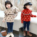 ドット柄セーター キッズ 秋冬 子供服 トップス ハイネック フリルセーター インナーセーター 裏起毛ドット柄セーター プルオーバー ニット 女の子 こども かわいい カジュアル かわいい おしゃれ 送料無料