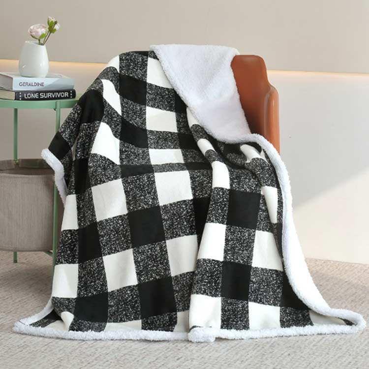 ブランケット 二枚合わせ 毛布 ふわふわ 防寒 おしゃれ フランネル 125×145cm ひざ掛け かわいい ボア 厚手 暖かい お昼寝 洗える 洗濯可能 おしゃれ 北欧 秋 冬 クリスマス ギフト プレゼント [3]