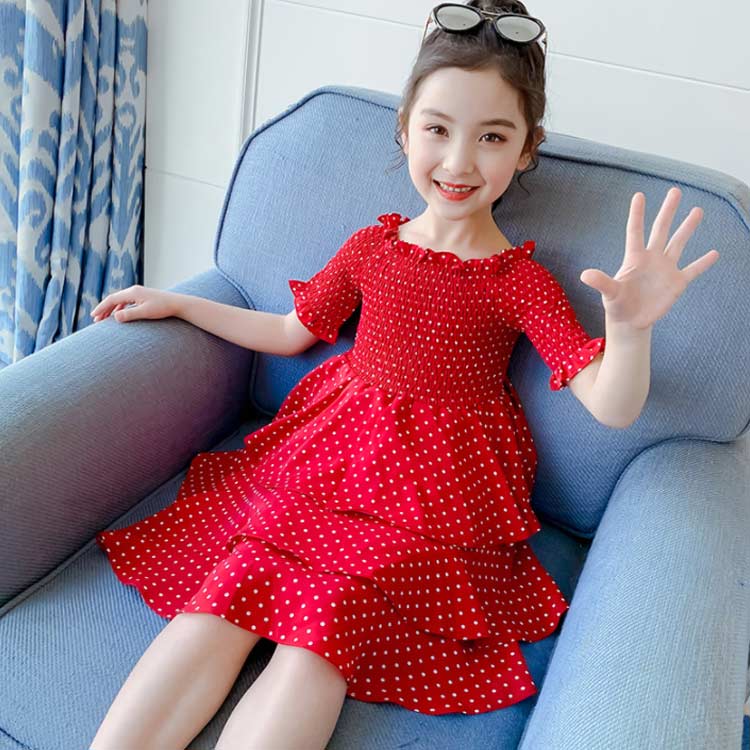 オフショルダー 子供服 ワンピース ドット柄ワンピース 女の子 膝丈ワンピース 半袖ワンピース 水玉柄 無地 ティアードワンピース フレア裾 エレガント 可愛い キレイめ お洒落 夏新作