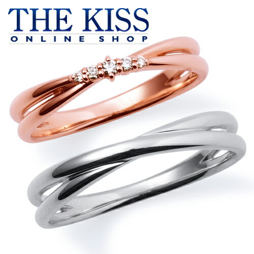 乐天商城 - 【結婚指輪】【ラッピング無料】【刻印無料】【THE KISS Anniversary】 K10 ピンクゴールド ホワイトゴールド ダイヤモンド マリッジ リング pg wg THE KISS ザキッス リング 指輪 K-R2201PG-2202WG セット シンプル 男性 女性 2個セット アニバーサリー