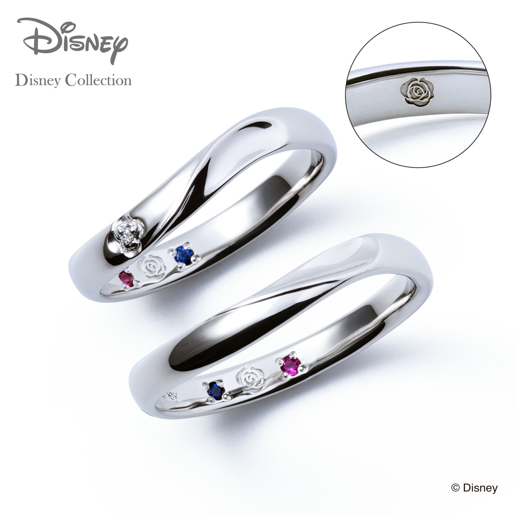 【ラッピング無料】【刻印無料】【ディズニーコレクション】 プラチナ マリッジ リング 結婚指輪 ディズニープリンセス ベル ペアリング THE KISS Ann...