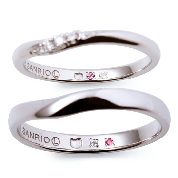 【刻印可_14文字】【ハローキティ×THE KISSコラボ】 ハローキティ / プラチナ マリッジ リング 結婚指輪 / ペアリング THE KISS リング・指輪 誕生石 KT-7061117022-7061117032 セット シンプル ザキス 【送料無料】