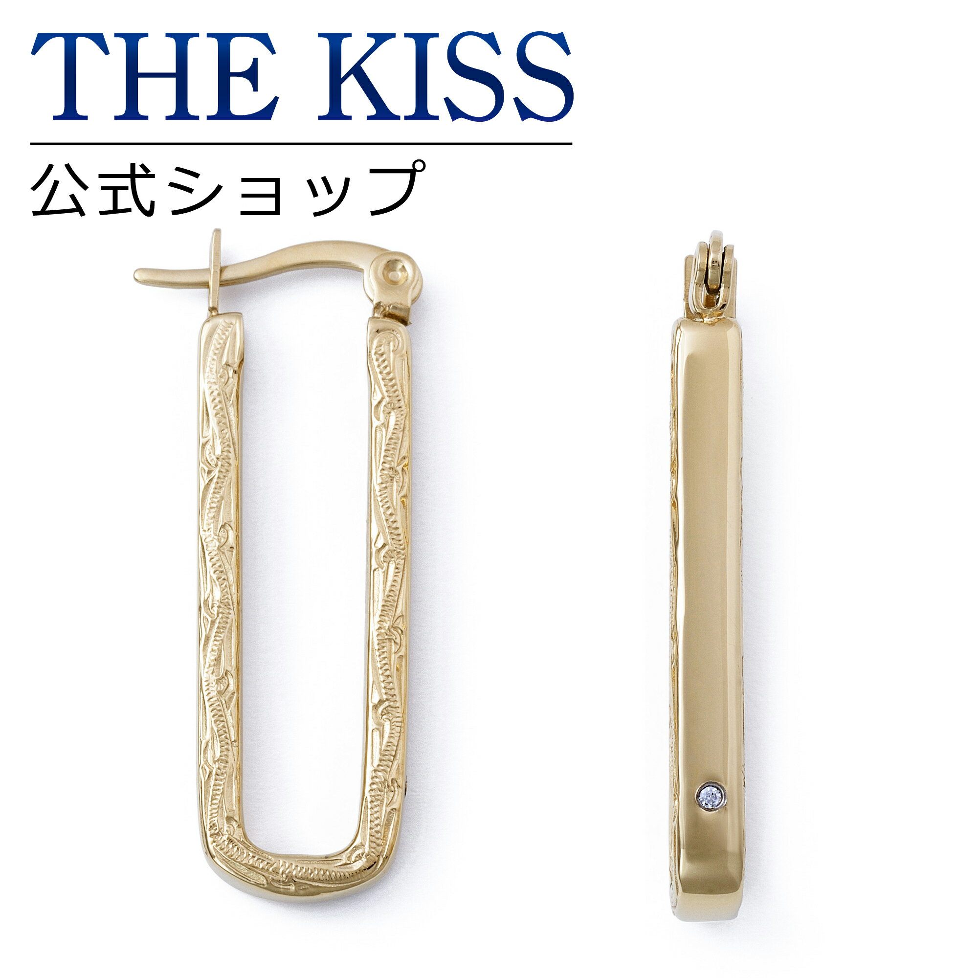 【ラッピング無料】THE KISS 公式ショップ 金属アレルギー対応 サージカルステンレス ハワイアンジュエリーハワイアン彫り ペアピアス レディース・メンズ 単品 ペアアクセサリー カップル 人気 ジュエリーブランド L-PE8025CZ 母の日【あす楽対応（土日祝除く）】