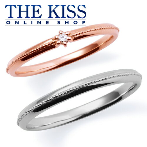 【ラッピング無料】THE KISS 公式ショップ K10ゴールド 結婚指輪 マリッジリング ペアリング ペアアクセサリー カップル 人気 ジュエリーブランド THEKISS ペア 指輪 K-R461PG-462WG セット シンプル 細身 男性 女性 2個セット ブライダル【あす楽対応（土日祝除く）】