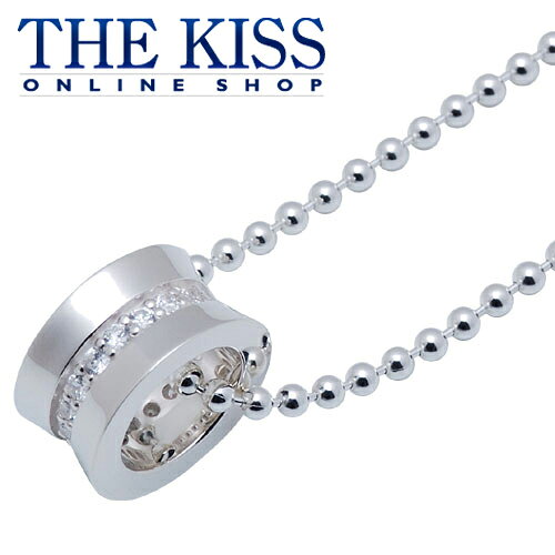 【무료우송】【즉납】【THE KISS】화이트 큐빅 실버 페어 목걸이 40 cm(링 타입)