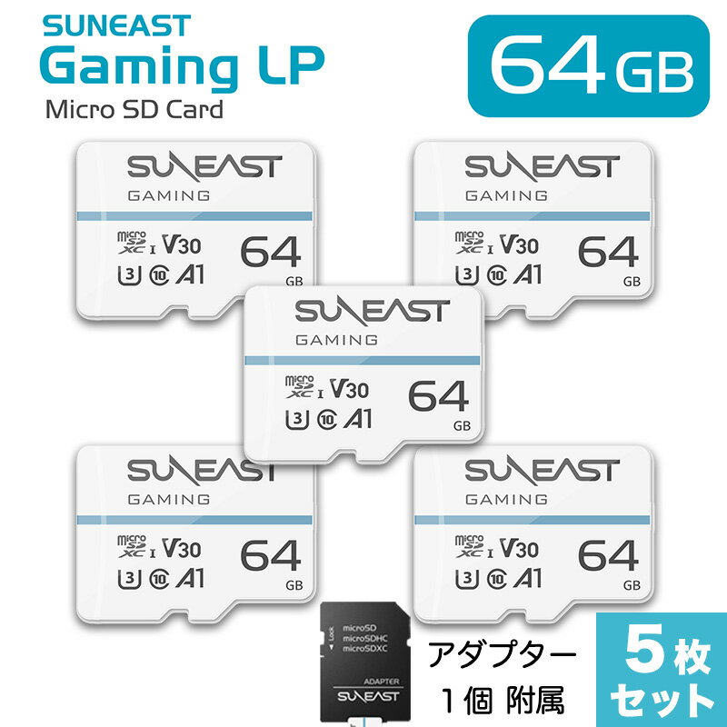 SUNEAST microSDXC  64GB 5祻å ץ 1° class10 UHS-1 U3 V30 A1 ޥSDɺɹ95MB/s 4Kб Nintendo Switch ɥ饤֥쥳 ưǧ Gaming LP SD꡼ɡܹ1ǯݾڡ (YF)SE-MSD064GMON5P