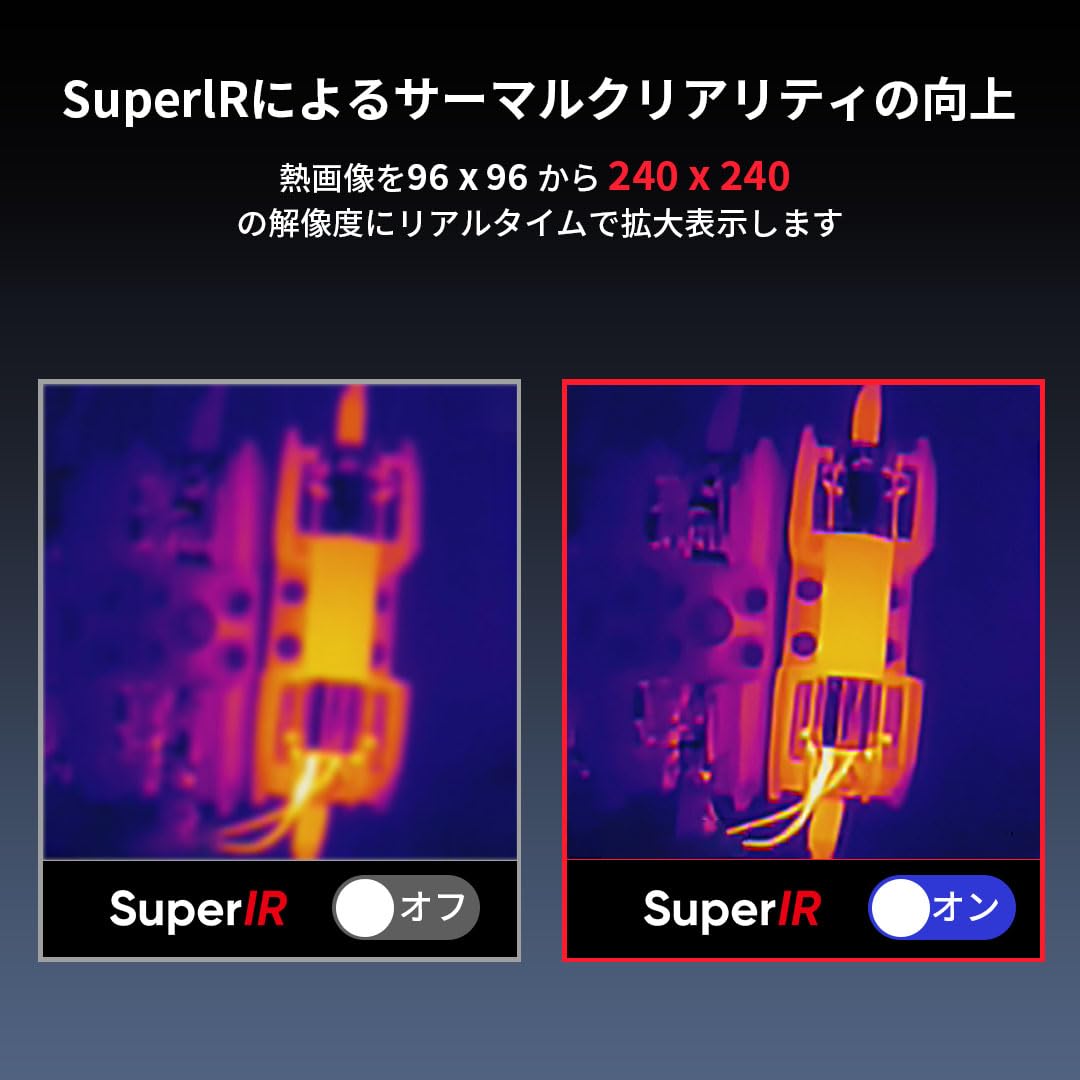 HIKMICRO Eco 赤外線カメラ サーモグラフィー SuperIR 解像度 240x240 25Hz リフレッシュレート 携帯型赤外線サーモカメラ 電池寿命 8H 人気のサーモグラフィーカメラ プロのサーモグラフィ機能 ハンディサーモグラフィカメラ 携帯 検温 災害 防災グッズ 安全確認 夜間 観察 2