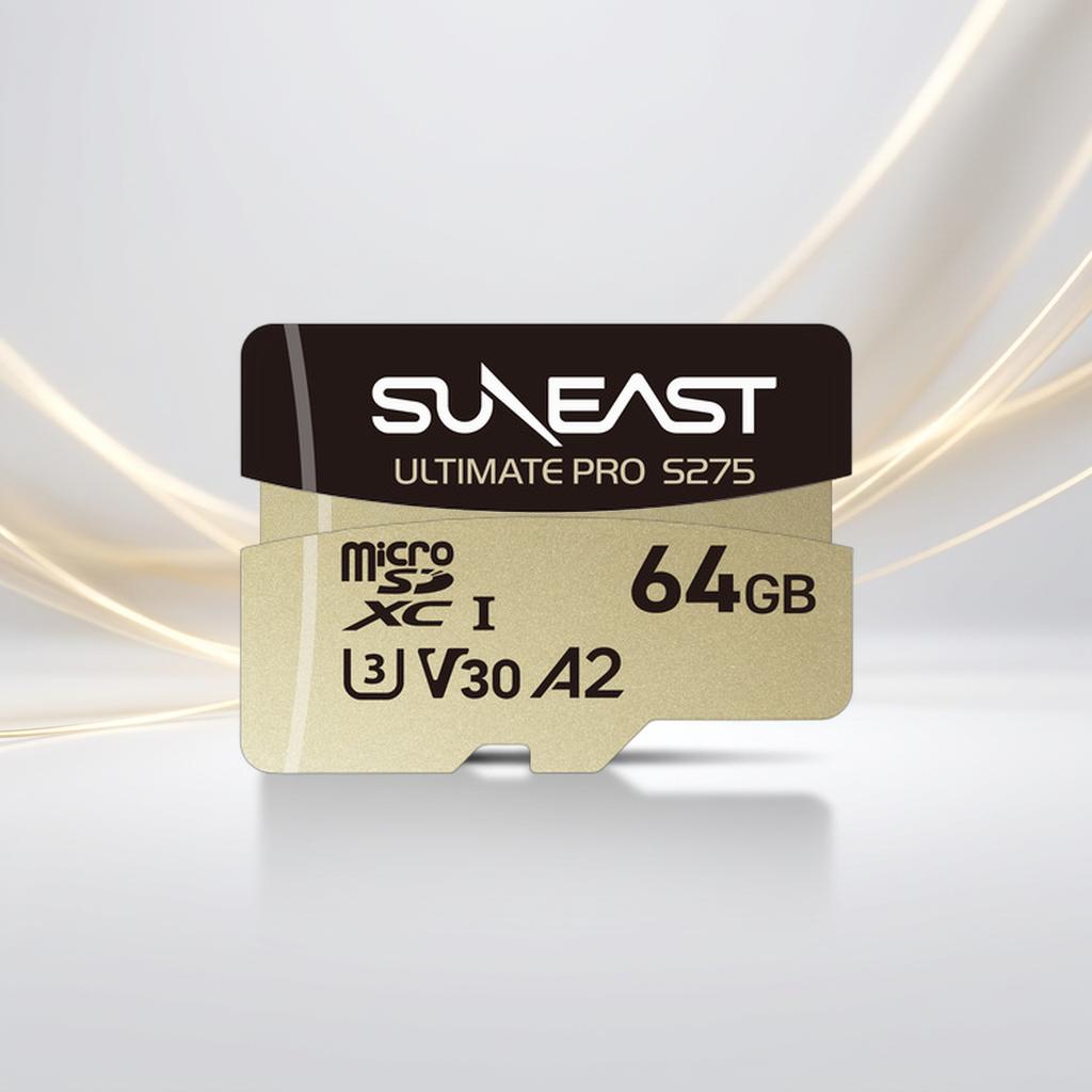 SUNEAST ULTIMATE PRO S275 GOLD シリーズ microSDXC UHS-I カード 64GB 128GB 256GB マイクロSDカード V30 U3 A2 4K 動画 撮影 防水・耐衝撃・耐X線 最大読込240MB/s 高速 microSDカード アクションカメラ ドローン タブレット 携帯ゲーム機 SDメモリーカード 国内5年保証