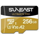 SUNEAST ULTIMATE PRO microSDXC カード 256GB 変換アダプター付 UHS-I DDR200モード A2 U3 V30 Class10 HD 4K マイクロSDメモリーカード Switch 携帯電話 スマートフォン 防犯カメラSDカード 【日本国内正規品】SE-MSDU125618ON