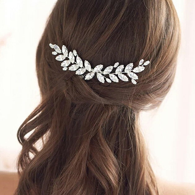 リーフ ライン ビジュー ヘア コーム 女性 レディース ヘッドドレス ティアラ 花冠 ヘアアクセサリー ..