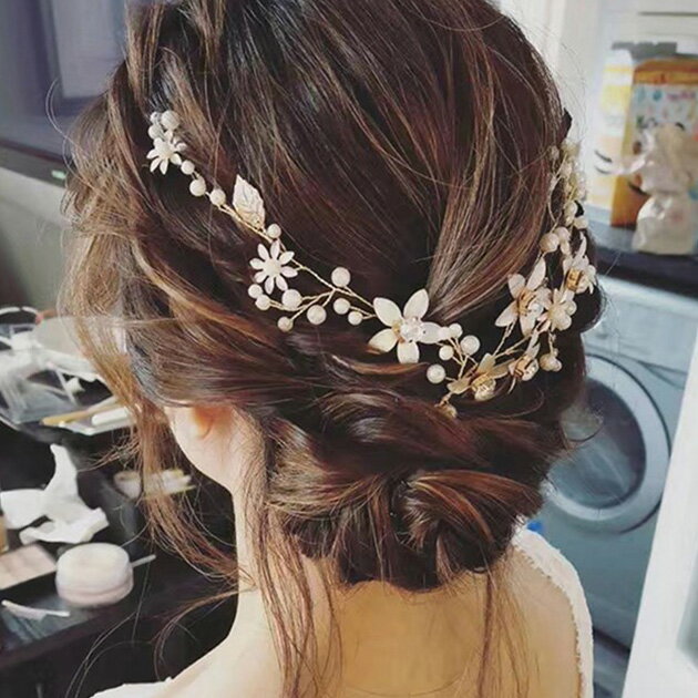 メタリック フラワー パール × ビジュー ヘッドドレス 女性 レディース 髪飾り 花冠 ヘアアクセサリー 花 パール 結婚式 ウエディング 二次会 前撮り パ...