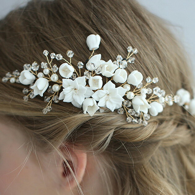 パール ビーズ ウエディング フラワー ヘアコーム 女性 レディース ヘアアクセサリー 髪飾り 結婚式 花..