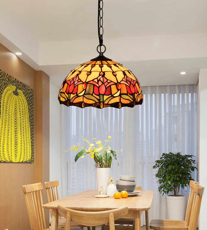 ペンダントライト照明 天井照明 吊下げ灯 玄関照明 アンティーク ステンドグラス レトロ 室内照明 ペンダント照明 照明器具 シーリングランプ カフェー 居間　リビング