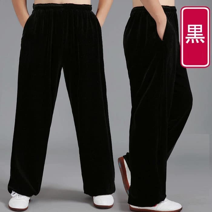 太極拳 パンツ 服 太極拳ウェア 秋 冬 春 厚手 動きやすい 男女兼用 ブラック 黒 ...