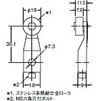 オムロン　D4A-A00 小形重装備リミットスイッチ用 ローラ・レバー
