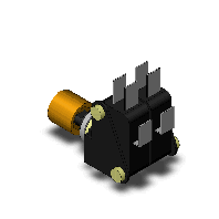 オムロン　2VAQ-4Y(V-15-1A5)　押ボタンスイッチ（丸胴形φ10.5） モーメンタリ動作 操作部黄 接点構成1c 2出力 はんだ/タブ共用端子#187