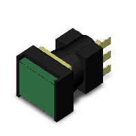オムロン　A16-JGM-1 押ボタンスイッチ(丸胴形φ16) 操作部長方形 2方向ガード　緑 接点構成1c モーメンタリ はんだづけ端子