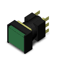 オムロン　A16L-JGM-24D-2 照光押ボタンスイッチ(丸胴形φ16) 操作部長方形 2方向ガード　緑 LED照光（AC/DC24V） 接点構成2c モーメンタリ はんだづけ端子