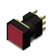 オムロン　A16L-JRM-24D-2 照光押ボタンスイッチ(丸胴形φ16) 操作部長方形 2方向ガード　赤 LED照光（AC/DC24V） 接点構成2c モーメンタリ はんだづけ端子