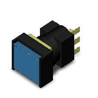 オムロン　A16L-JAM-24D-1 照光押ボタンスイッチ(丸胴形φ16) 操作部長方形（2方向ガード） LED照光（AC/DC24V）青 接点構成1c　モーメンタリ はんだづけ端子