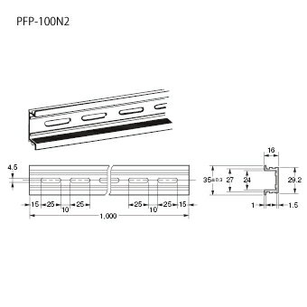 オムロン PFP-100N2 DINレール (アルミレ-ル 1M) オムロン PFP-100N2 DINレール (アルミレ-ル 1M)