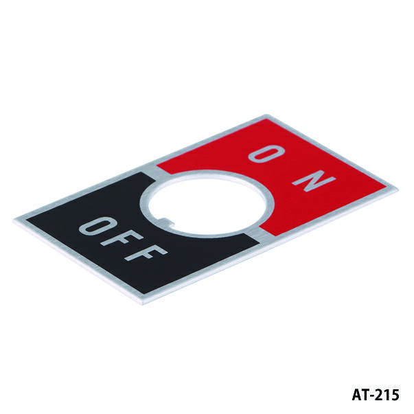 NKKスイッチズ　AT-215　M12ブッシング用大形文字板　ON側地色：赤　OFF側地色：黒　シルク印刷