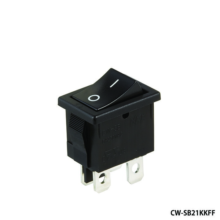 NKKスイッチズ　CW-SB21KKFF　2極機能動作（ON-OFF）ボタンの色：黒　ハウジングの色：黒　タブ端子形..
