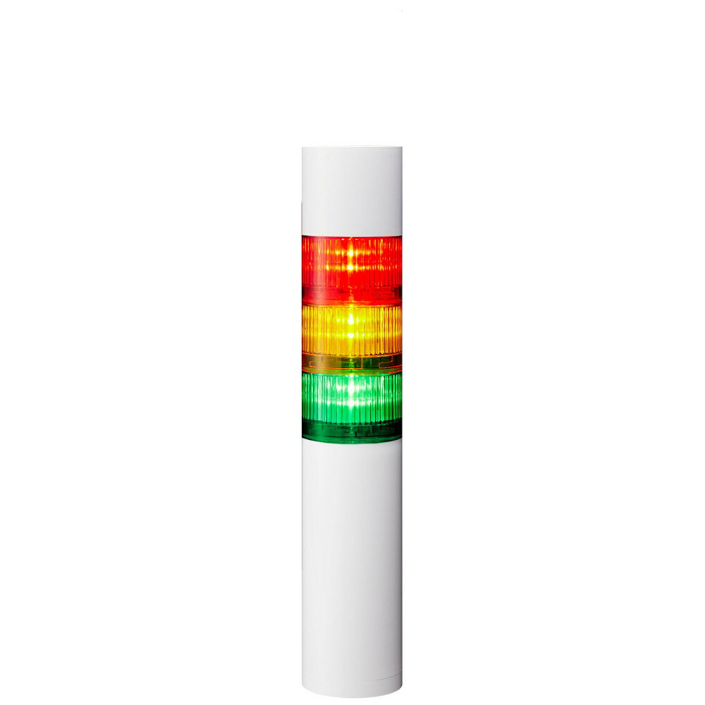 パトライト　LR6-3M2WJBW-RYG　積層信号灯 φ60 AC100~240V 赤黄緑 点滅有/ブザー有 直付け キャブタイヤケーブル