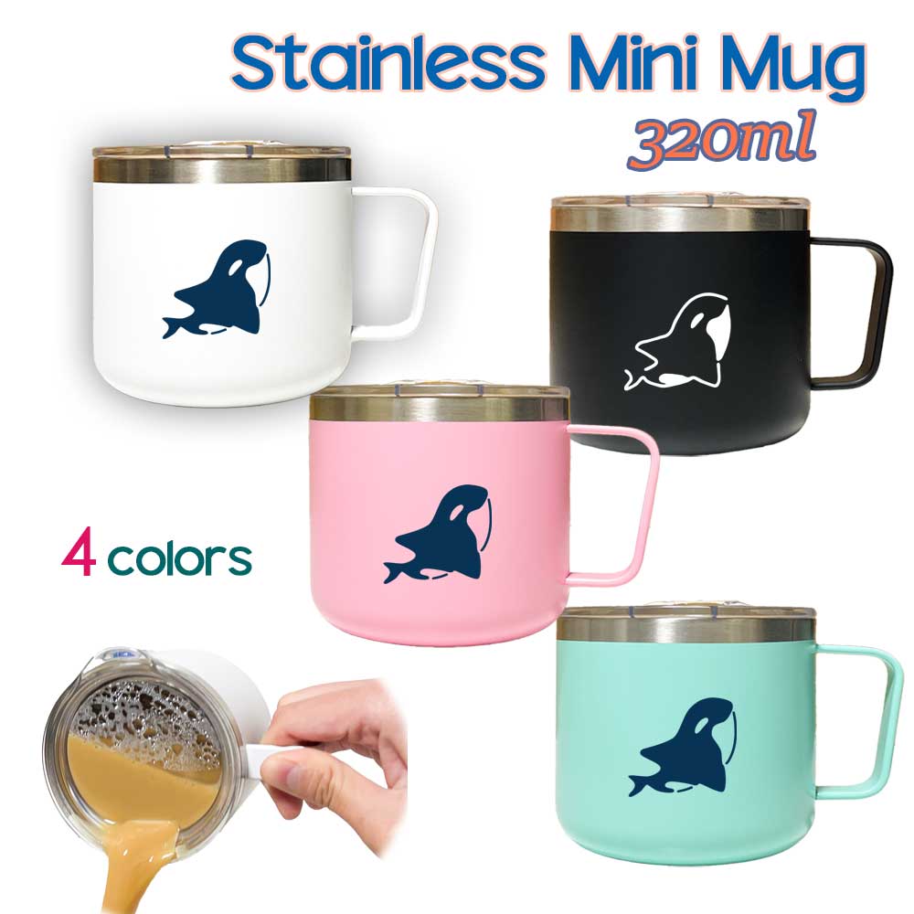 Fave オルカ 蓋つき ステンレスマグカップ 320ml 保温 保冷 ステンレス マグカップ ふた 二重構造 オリジナル シャチ 海 動物