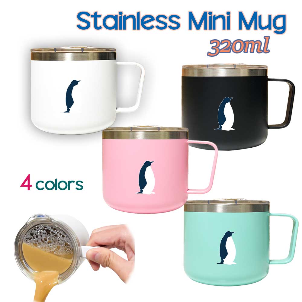 Fave ペンギン 蓋つき ステンレスマグカップ 320ml 保温 保冷 ステンレス マグカップ ふた 二重構造 オリジナル 鳥 海 動物