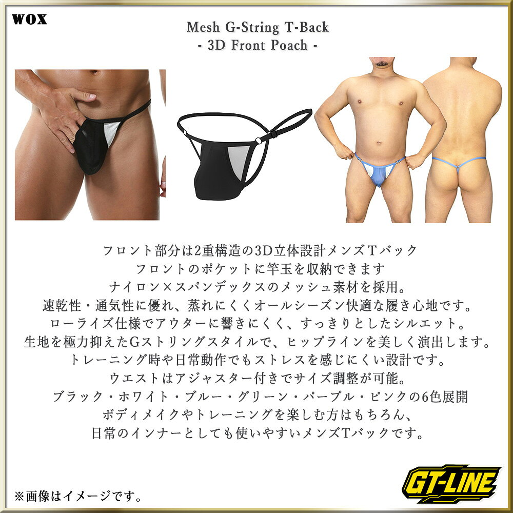 Favolicのメンズ Tバック セクシー下着 2重構造 ローライズ 軽量 メンズビキニ ブリーフ 紐パン 通気性 無地 アンダーウエア 下着 セクシー ランジェリー ビルパン もっこり プリケ WOX GT-LINE｜アングル2