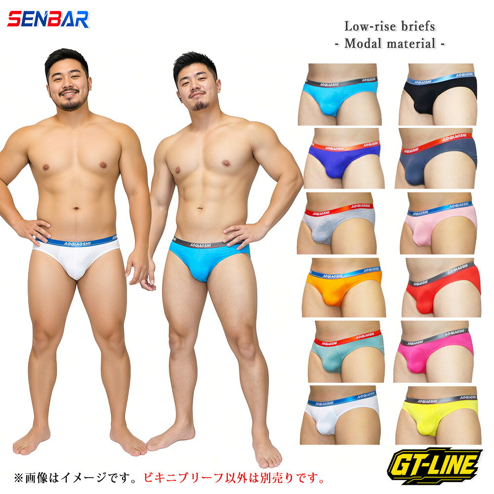 SENBAR ローライズ ビキニブリーフ メンズ モダール モーダル 全12色 M L XL XXL 立体成型フロント フロント2重生地 ダブルステッチ タグレス 薄手 ビキニパンツ メンズブリーフ 三角パンツ 男性下着 インナー アンダーウェア デイリー GT-LINE gt-senbar-0010