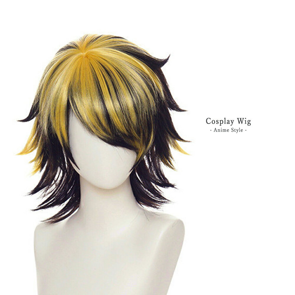 ウィッグ ブラックゴールド コスプレ アニメ 羽宮一虎 カズトラ 男女兼用 メンズ レディース 耐熱 ダンス 仮装 ハロウィン かつら COSPLAY 東京リベ...