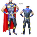 マント付 ゼンタイ アメコミ ヒーロー アメコミ ゼンタイ ファスナー付き ヒーロー 全身タイツ ボディースーツ THOR コスプレ 大人用 仮装 コスチューム 衣装 cosplay ハロウィン GT-LINE Favolic