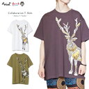 手芸家洋輔とのコラボデザインTシャツしっかりとしたコットン素材で着るほどに馴染んでいく海外で魔除けを意味する存在の鹿デザイン