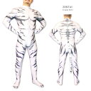 ホワイトタイガー ケモノ系 ゼンタイ 04 しっぽ付き 寅 虎 タイガー ZENTAI ファスナー付き ケモナー 全身タイツ ボディースーツ 全タイ コスプレ 大人用 仮装 コスチューム 衣装 cosplay ハロウィン GT-LINE Favolic