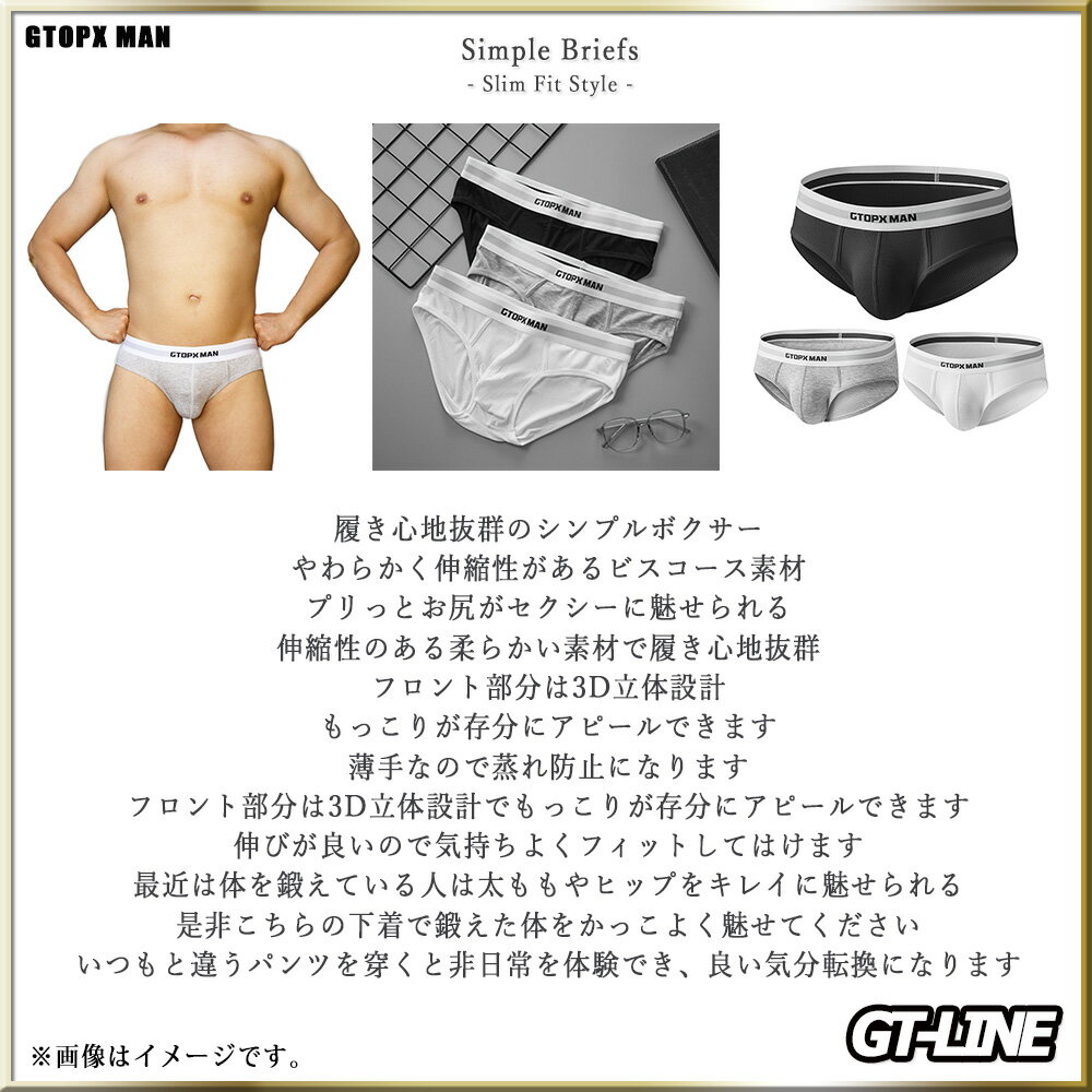 シンプル ブリーフ ビスコース メンズ 男性 下着 ローライズ スリムフィット メンズビキニ スポブリ ビキニブリーフ スポーティー もっこり マッチョ プリケツ GT-LINE