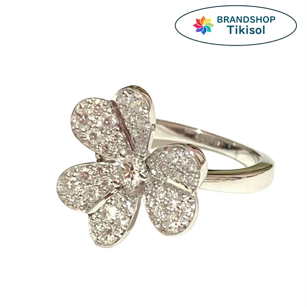 【美品】Van Cleef Arpels ヴァンクリーフ ＆ アーペル FRIVOLE 1 FLOWER RING フリヴォル 1 フラワーリング VCARD31648 BL113992 ダイヤモンド K18 ホワイトゴールド 総重量3.9g 保存ケース付き 新品仕上げ済【中古】