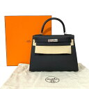 【未使用品】HERMES エルメス ケリー28 セリエ エプソン ノワール シルバー金具 外縫い K刻印 2wayバッグ【中古N】