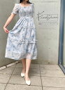 【最短即日出荷】【買い付け商品】ワンピース 花柄 ブルー 水色 半袖 透け感*Favorite Selection*花柄フェミニンワンピース(4)