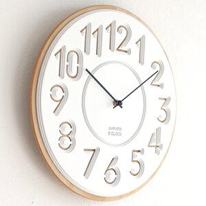 掛け時計 おしゃれ 木製 レジン ホワイト シンプル 北欧 彫刻 壁掛け時計 スイープ式 秒針なし ガラスなし AMPERSAND FACTORY AMP-C039