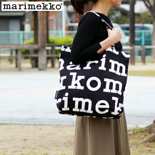 クーポン対象商品 マリメッコ トートバッグ ロゴ Logo レディース トートバッグ キャンバス コットン Marimekko 北欧 Logo Notko 大きい 手提げ モノトーン 北欧 バッグ Favoritestyle キッチン 雑貨 コーディネートのアクセントに おしゃれ キャンバス