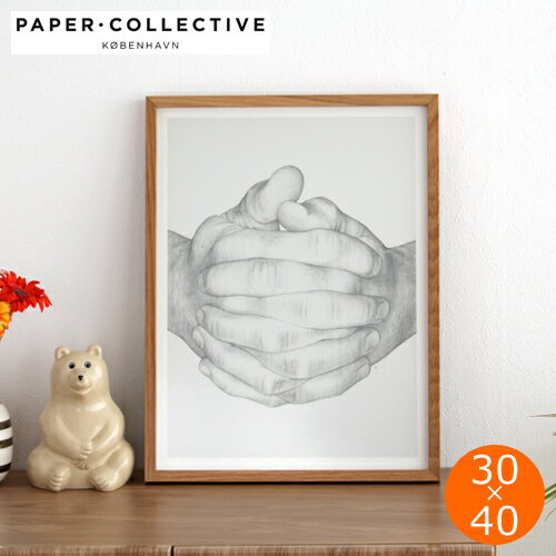 ポスター 北欧 30×40 cm Folded Hands デンマーク アートポスター Paper Collective ペーパーコレクティブ ホールデッドハンズ モノトーン