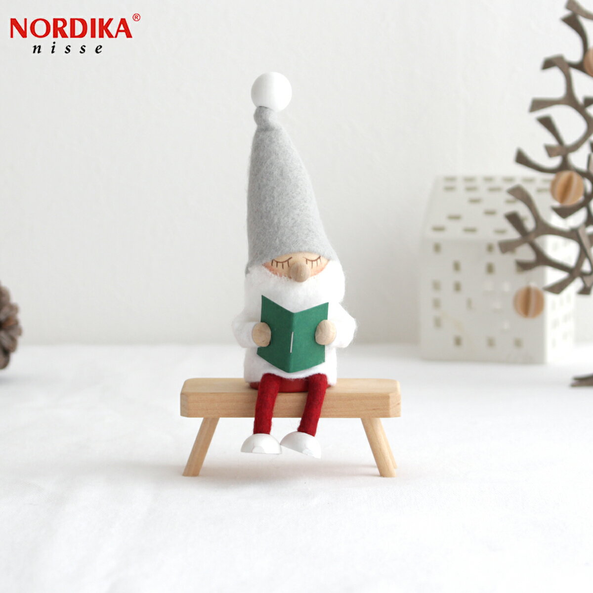 ノルディカニッセ お座りねんねサンタ サイレントナイトシリーズ NORDIKA nisse クリスマス 雑貨 木製 人形 北欧 NRD120604