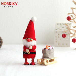 ノルディカニッセ そりを引いたサンタ フェルトシリーズ 赤 NORDIKA nisse クリスマス 雑貨 木製 人形 北欧 NRD120060