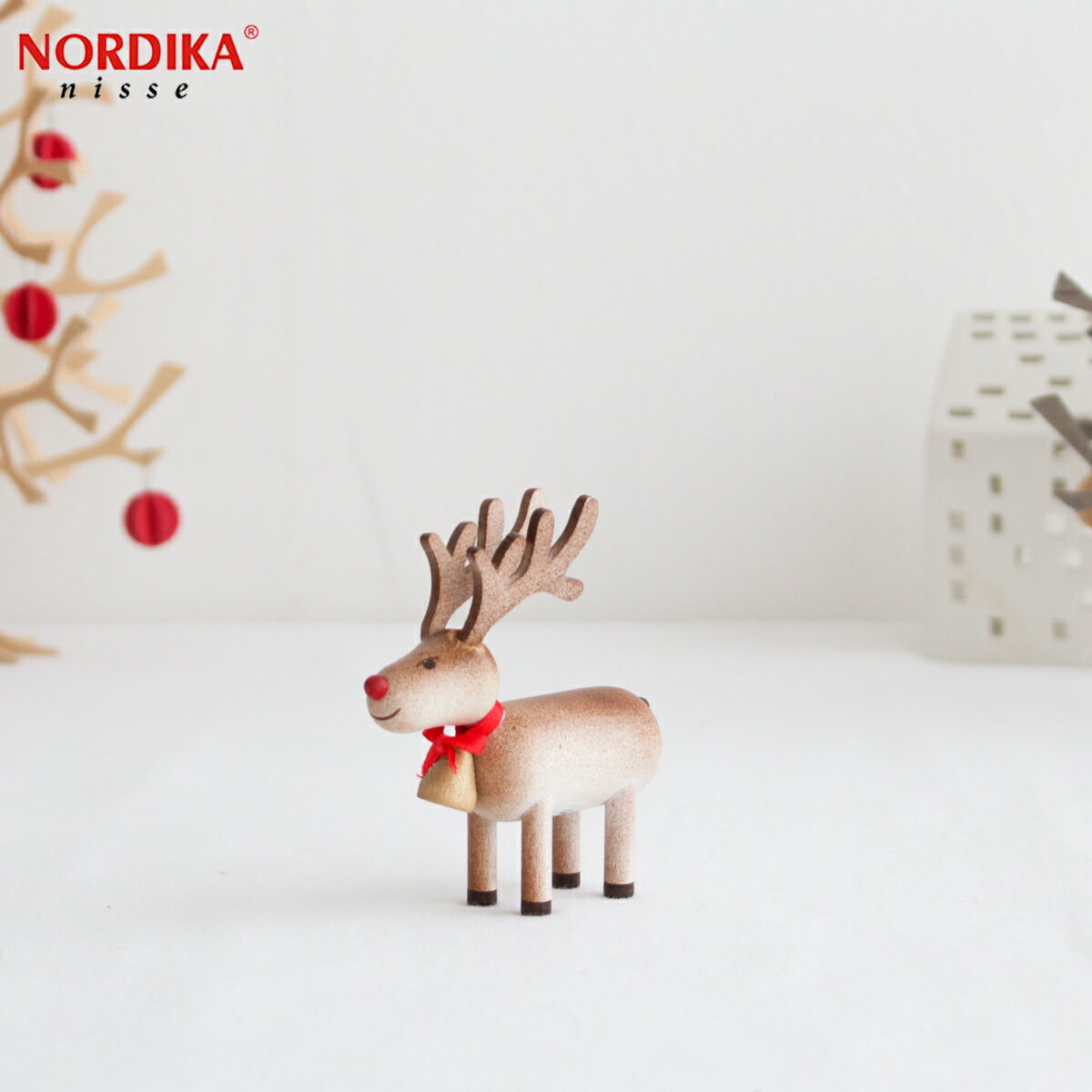 ノルディカニッセ トナカイ ブラウン ベル NORDIKA nisse クリスマス 雑貨 木製 人形 北欧 NRD120720