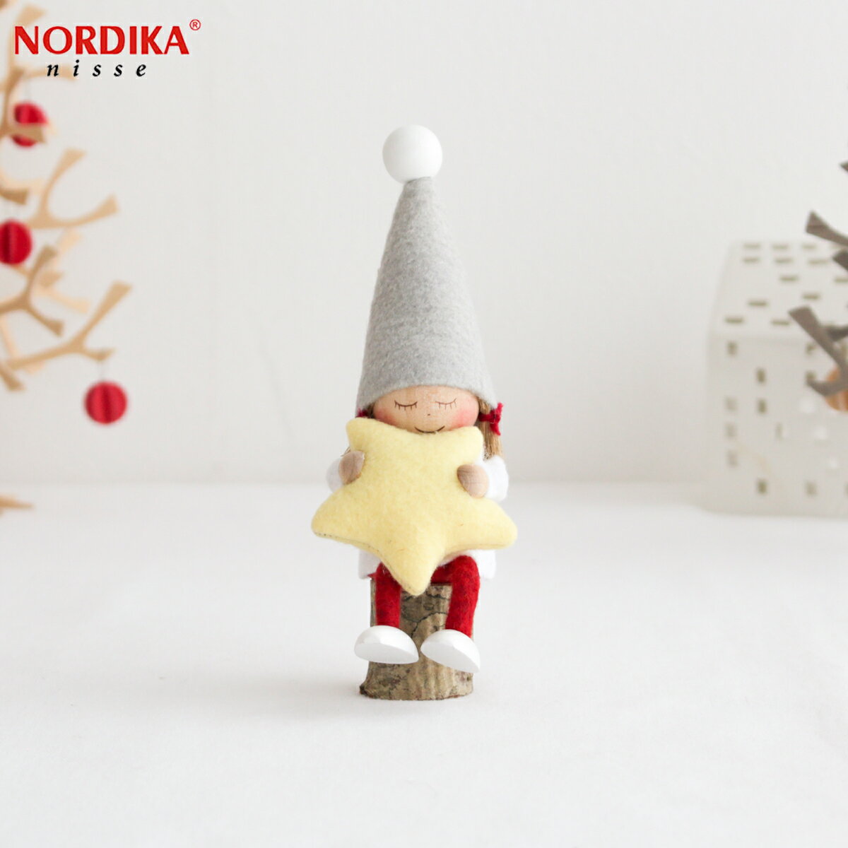 ノルディカニッセ お座りねんね女の子 星 サイレントナイトシリーズ NORDIKA nisse クリスマス 雑貨 木製 人形 北欧 NRD120725